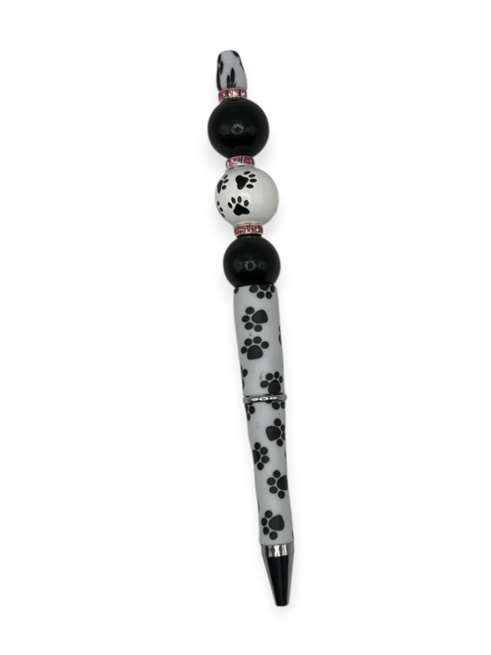 Paw Print Beaded Pen in Black & White